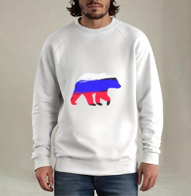 Rus Bear / Русский медведь, Свитшот мужской белый