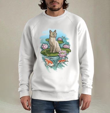 SummerCat / Летний кот, Свитшот мужской белый