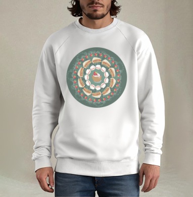 sweet mandala / THOUGHT The user wants a translation of sweet mandala for a product card title. / Сладкая мандала, Свитшот мужской белый