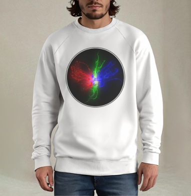 Мощный всплеск RGB цвета в динамике, Свитшот мужской белый