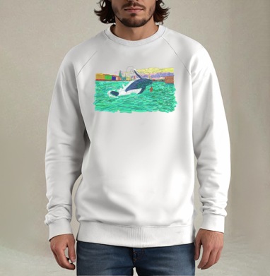 Whale / Кит, Свитшот мужской белый