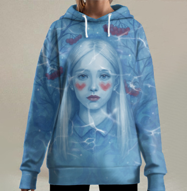 Рябина на снегу, Hoodie Long Oversize 3D