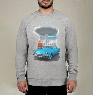 Chevrolet Bel Air / Шевроле Бел Эйр, Свитшот мужской меланж начес/петля