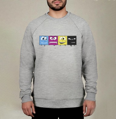 CMYK faces / Лица CMYK, Свитшот мужской меланж начес/петля