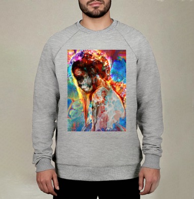 Загадочный череп в мексиканском стиле, Свитшот мужской меланж начес/петля