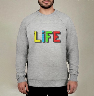 Яркое граффити LIFE — вдохновение и энергия жизни, Свитшот мужской меланж начес/петля