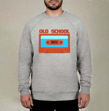 Яркая ретро аудиокассета OLD SCHOOL – стиль и ностальгия, Свитшот мужской меланж начес/петля
