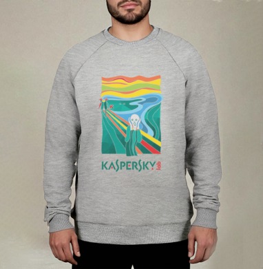 Современная Интерпретация «Крика» с Логотипом Kaspersky, Свитшот мужской меланж начес/петля