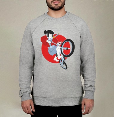 Динамичная векторная иллюстрация самурая на заднем колесе самурай на BMX - garybaldi