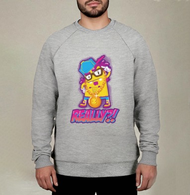 Skeptical Yellow Gangsta Character / Скептичный Жёлтый Гангста Монстр, Свитшот мужской меланж начес/петля