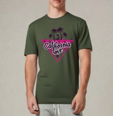 California love яркая романтика пальмовой вечеринки, Футболка мужская REGULAR темный хаки
