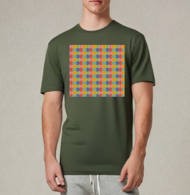 Бесконечная яркая мозаика из элементов Puzzle Pattern Узор пазлов, Футболка мужская REGULAR темный хаки