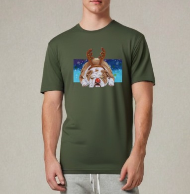 Рождественский пёс, Футболка мужская REGULAR темный хаки