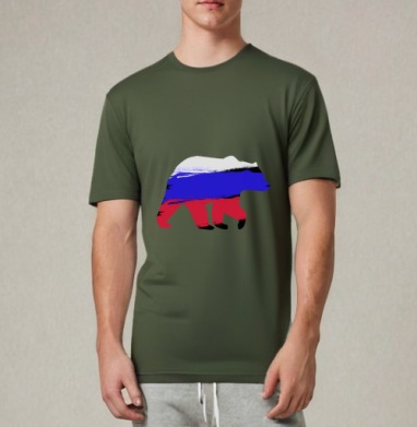 Rus Bear / Русский медведь, Футболка мужская REGULAR темный хаки