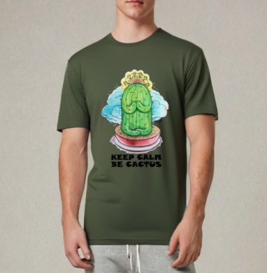 Спокойный медитирующий кактус с позитивной надписью be cactus - Кактусята и друзья