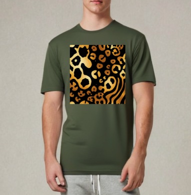 Golden Leopard Pattern / Золотой леопардовый узор для вашего дома, Футболка мужская REGULAR темный хаки
