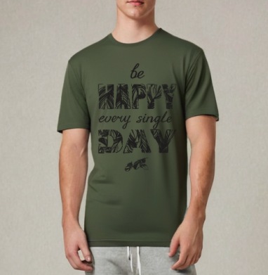 Be happy every single day / Счастье каждый день, Футболка мужская REGULAR темный хаки