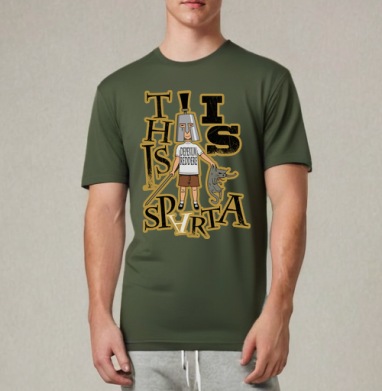 Футболка «This is Sparta» с ироничным спартанцем, Футболка мужская REGULAR темный хаки