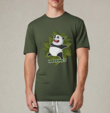 Радостная панда в прыжке / Joyful Panda HAPPINESS Счастье Радость - Магазин футболок yuanden - Дизайнерские принты