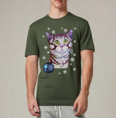 Котик в снежинках - Магазин футболок silk