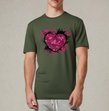 Bold Pulsing Heart / Пульсирующее сердце выражает смелый прекрасный хаос любви, Футболка мужская REGULAR темный хаки