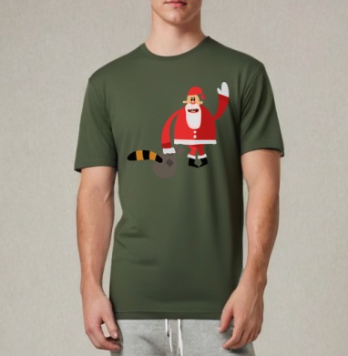 Odd Santa / Необычный Санта тащит тигриный хвост в странное Рождество шутливо, Футболка мужская REGULAR темный хаки