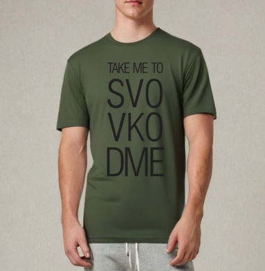 TAKE ME TO SVO VKO DME современный минимализм, Футболка мужская REGULAR темный хаки