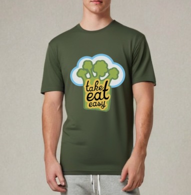 take eat easy / Ешь легко, Футболка мужская REGULAR темный хаки