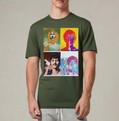 The Beatles Pop-art, Футболка мужская REGULAR темный хаки