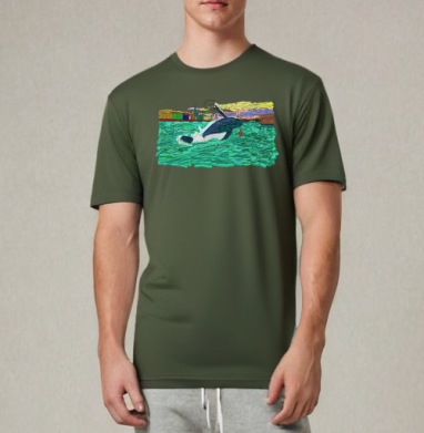 Whale / Кит, Футболка мужская REGULAR темный хаки