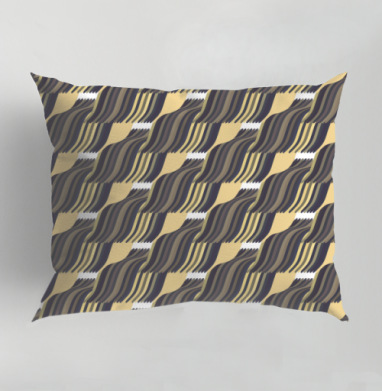 Abstract wave pattern / Абстрактный орнамент бежевый угольный узор, Подушка декоративная 50х70 см