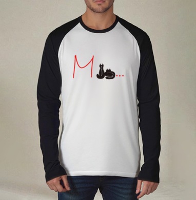 Коты создают слово Мы с красной буквой и тремя точками, Футболка длинный рукав / Мужчинам / Реглан / Принт