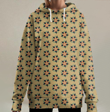 Geometric Flower Pattern – Геометрический цветочный паттерн акцент для дома, Hoodie Long Oversize 3D