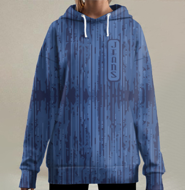 Синие абстрактные линии с надписью джинсы для стильных людей, Hoodie Long Oversize 3D