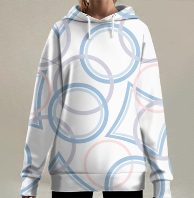 Геометрический узор: Нежные кольца на темном фоне, Hoodie Long Oversize 3D
