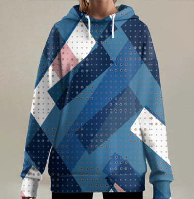 Абстракция. Пэчворк., Hoodie Long Oversize 3D