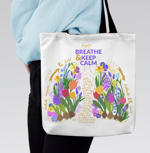 Футболка с принтом легкие и цветы Breathe Calm - Магазин футболок bokasin