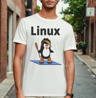 Стильный пингвин Linux в кепке и ботинках с битой, Футболка мужская Base белая
