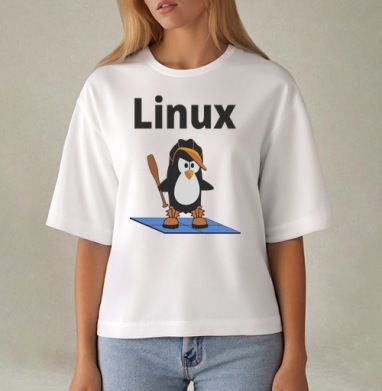 Стильный пингвин Linux в кепке и ботинках с битой - Магазин футболок Wladimir. Дизайнерские принты.