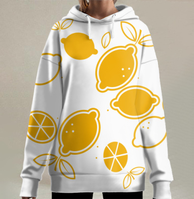 Яркий лимонный декор для стильных интерьеров, Hoodie Long Oversize 3D