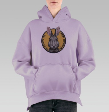 Агрессивный стилизованный портрет животного брутальный заяц панк, Hoodie Oversize Fiolet, утепленная