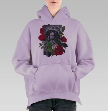 Вечность взглядом девушки в цветах, Hoodie Oversize Fiolet, утепленная