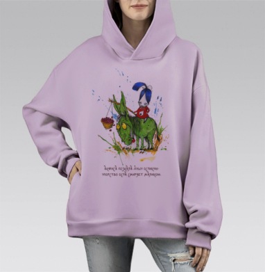 Анфиса и осел, Hoodie Mono Fiolet, оверсайз, утепленная