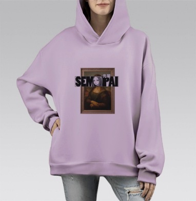 Аниме Мона Лиза, Hoodie Mono Fiolet, оверсайз, утепленная