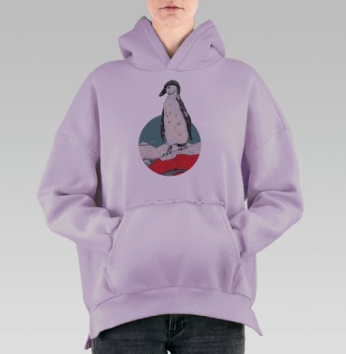 Антарктический пингвин, Hoodie Oversize Fiolet, утепленная