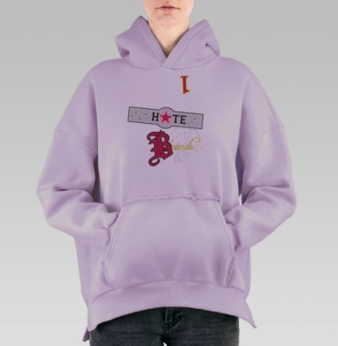Антибренд Хейтер с красной звездой и готическим шрифтом Brands, Hoodie Oversize Fiolet, утепленная