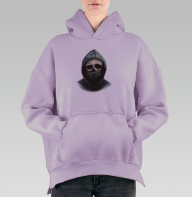 Апокалиптическая аллегория двадцатого года череп маска капюшон, Hoodie Oversize Fiolet, утепленная