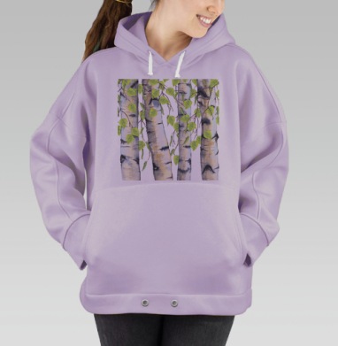 Весенние березы в акварели – природная свежесть, Hoodie Oversize Fiolet