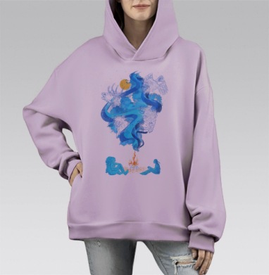 Беседа у костра, Hoodie Mono Fiolet, оверсайз, утепленная