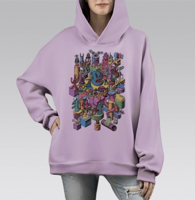 Безумная вечеринка, Hoodie Mono Fiolet, оверсайз, утепленная